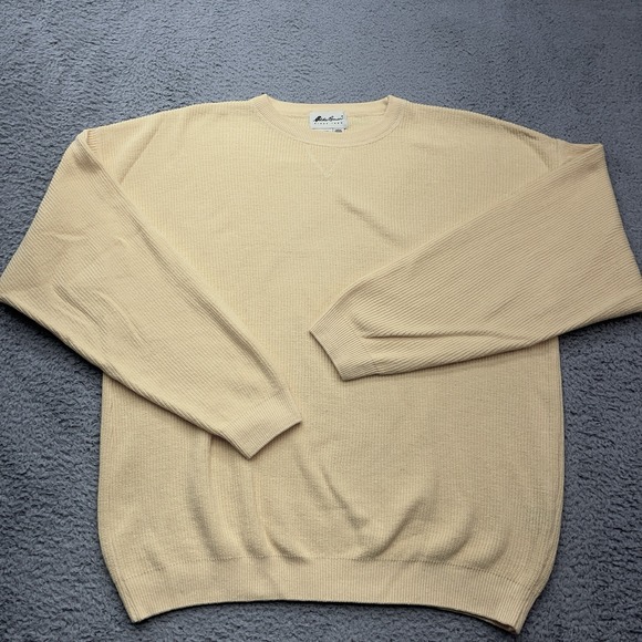 Eddie Bauer Other - Eddie Bauer Ribbed Sweater Mens XL Yellow Knit Cotton Vintage 90s Made in USA